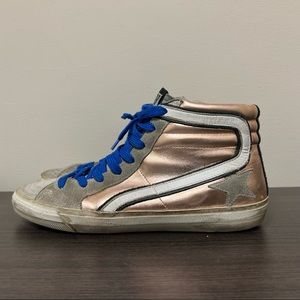 Golden Goose Mid-Star Pink Blue Metallic Sneakers